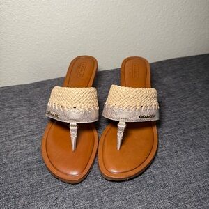 Coach Tan and Brown Woven Sandals